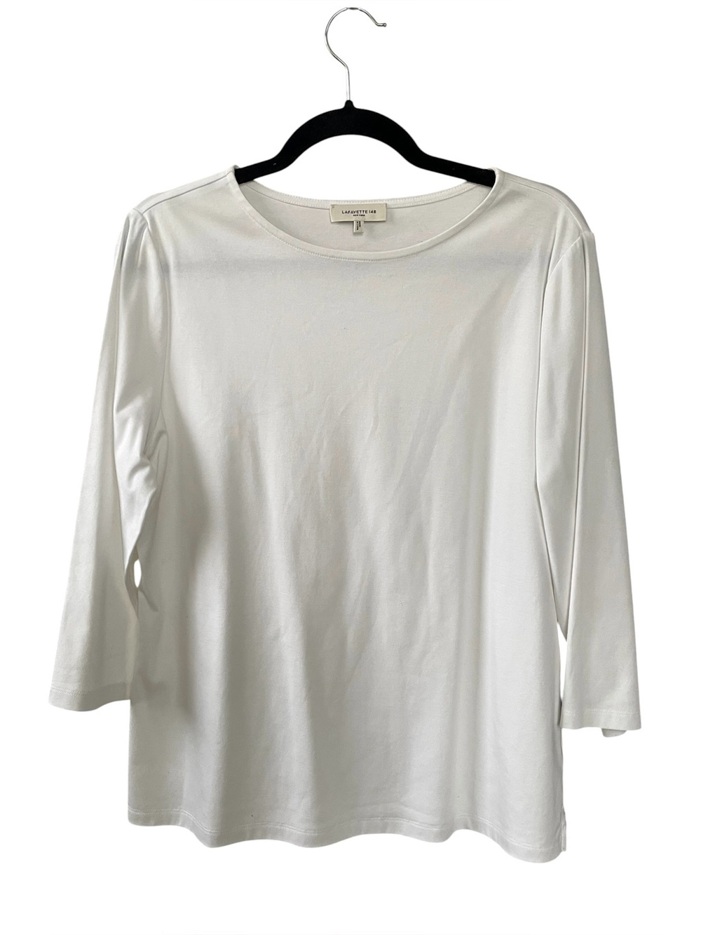 Lafayette 148 New York Stretch Cotton 3/4 Sleeve Tee White Size XL